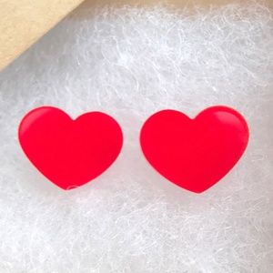Red Heart-Shaped Stud Acrylic  Earrings